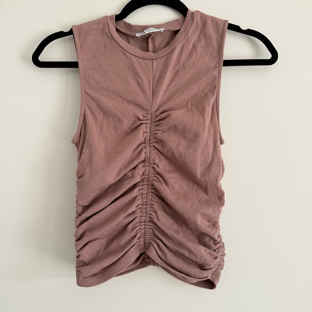 ZARA Nude  Ruched Stretch Top – Size M